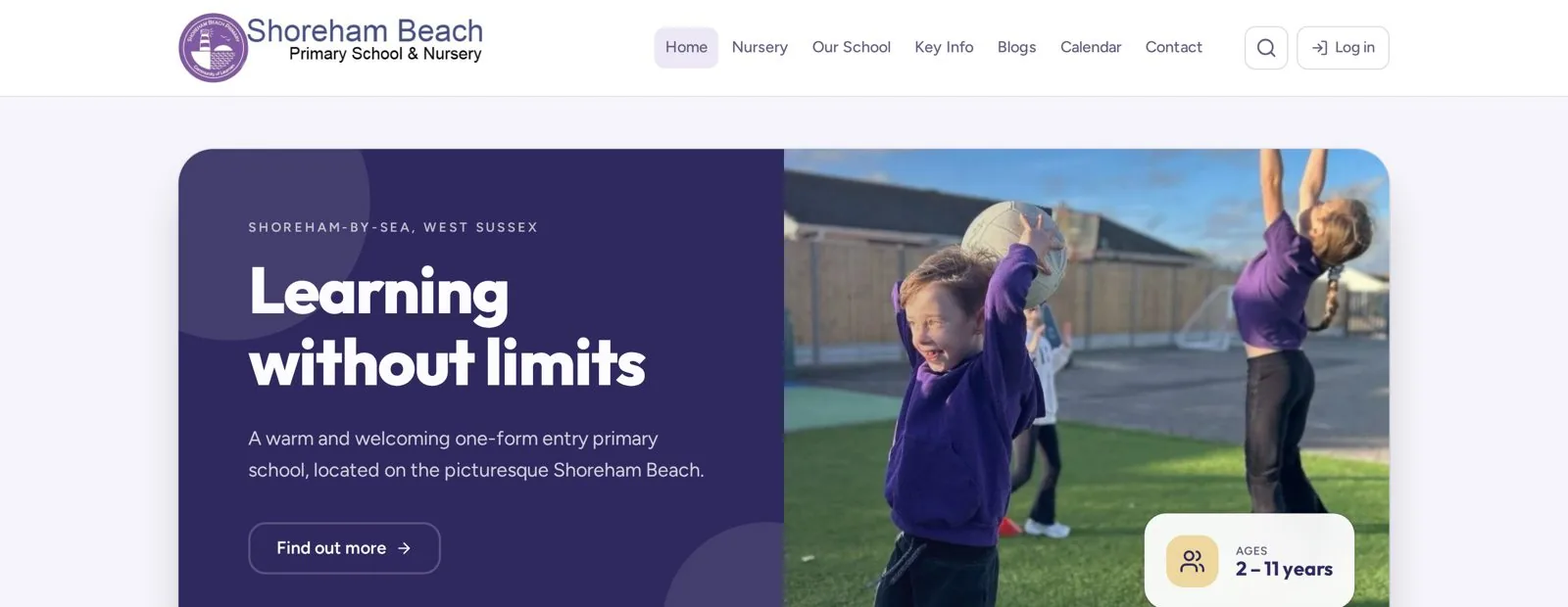Shoreham Beach Primary School website homepage, designed and built by StudioIQ